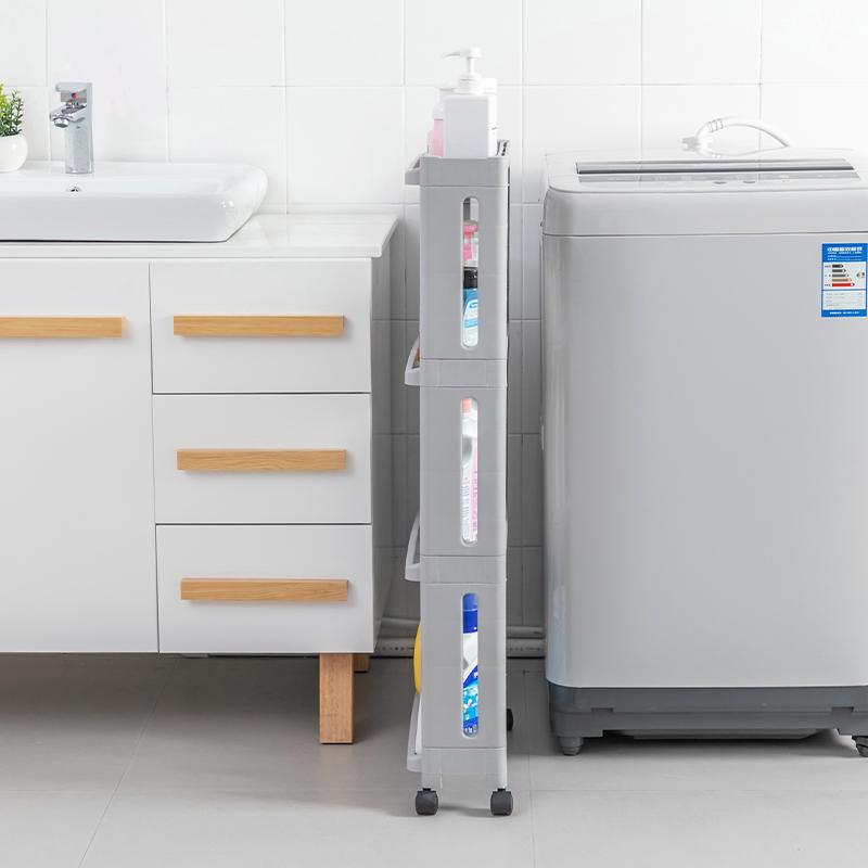 3/4 Layer Kitchen Storage Rack Fridge Side Shelf  Removable with Wheels Bathroom Organizer Holder