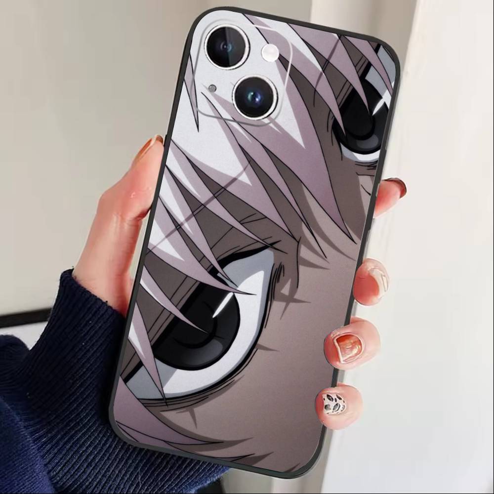 F-Killua Zoldyck H-Hunter X Hunter Phone Case For iPhone17,16,15,14,13,12 Plus,Max Soft Silicone Black Cover