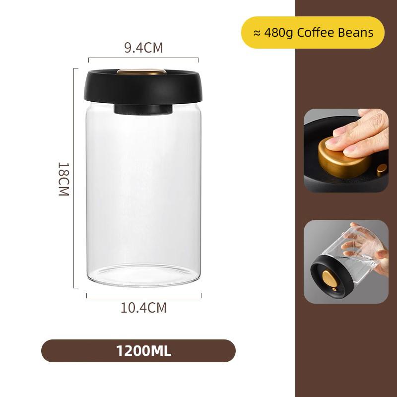 Vakuově uzavřená sklenice Nádoba na skladování kávových zrn Kuchyňská nádoba na potraviny Obiloviny Čaj Skleněné kořenky Nádoba pro čerstvé skladování Kuchyňské doplňky
