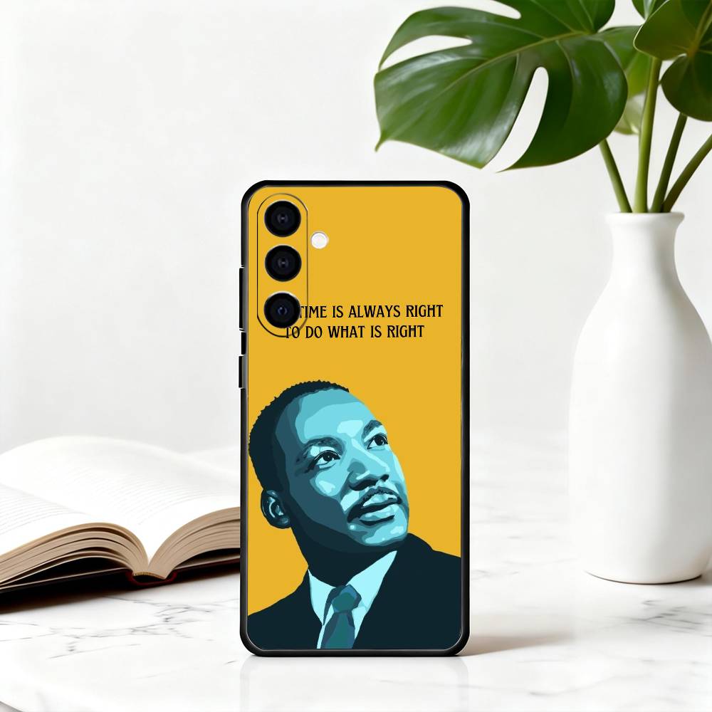 Great M-Martin Luther King Jr Phone Case Black Silicone Soft For Samsung Galaxy A73,A72,A71,A70,A53,A52,A51