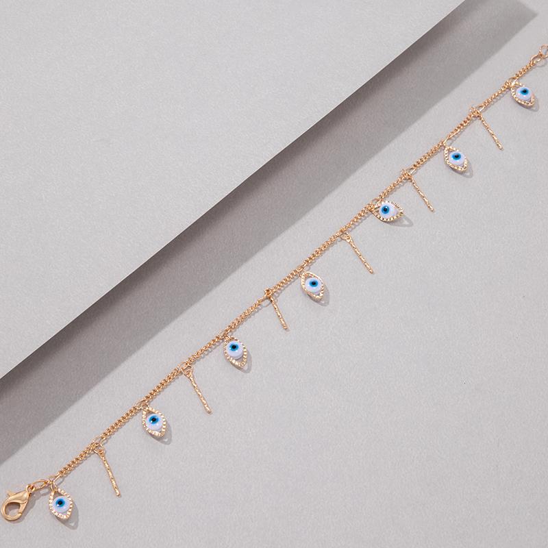Minimalist Colorful Devil's Eye Pendant With Tassel Foot Chain for Women's Jewelry Minimalist Fashion Anklet