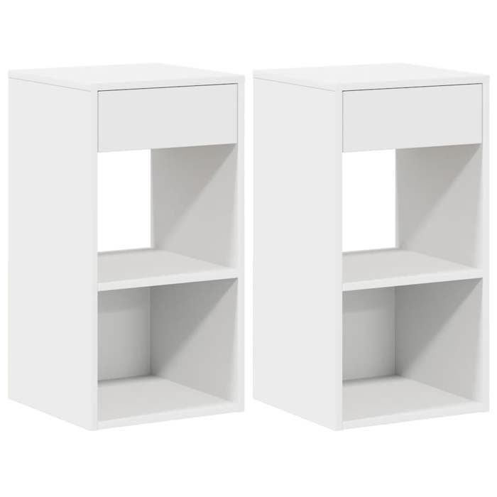VidaXL Tables de chevet avec tiroir 2 pcs blanc 35x34x66,5 cm, table d'appoint, armoire de lit, table d'appoint pour la 858714