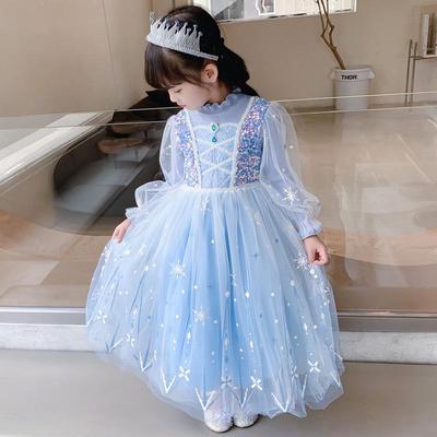 Elsa Princess Knitted Wool Dress for Girls - Spring & Autumn 2025