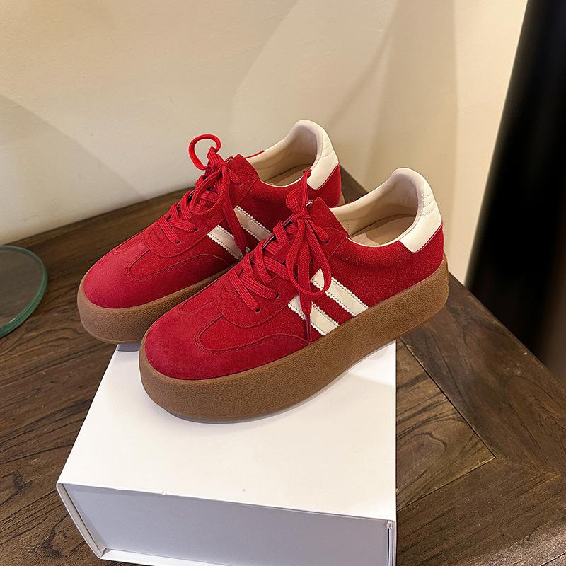 Retro German training shoes women's spring new sports and leisure board shoes women's thick soles increase in height