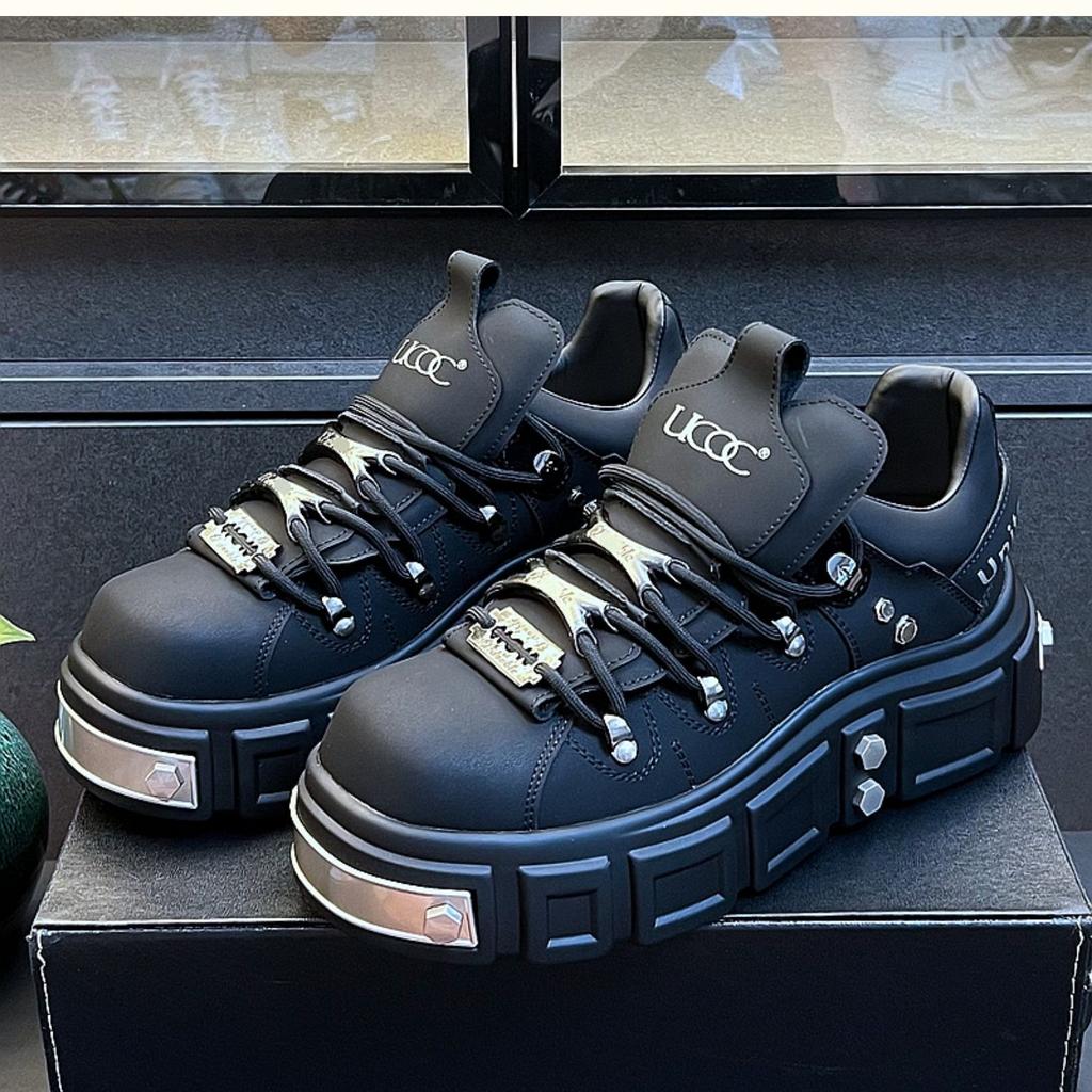 Original Herrenschuhe Designer Punk Style Sneaker für Herren Hochwertiges Leder Freizeitschuh Plateau Skateboard Schuhe Herrenschuhe