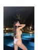 2024 Korean Style Push-Up Bikini for Women - Sexy Back, Large Bust, Solid Color Two-Piece