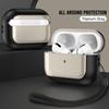 Luxury Plating Leather Texture Earphone Case With Lanyard For Apple Airpods Pro 2 Generation 2nd Air Pods 3 Gen Girls Cute Shockproof Protective Cover