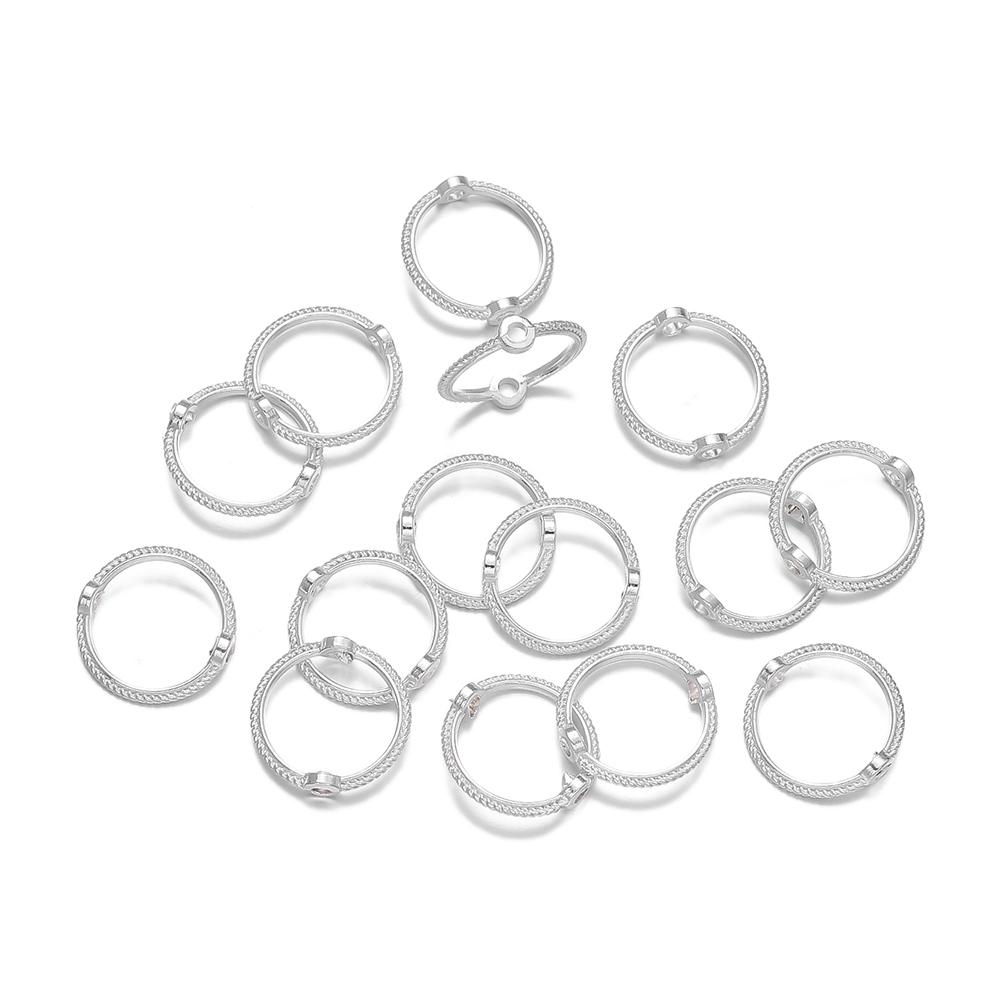 

30/50/100pcs Round Frame Wrapped Bead Double Straight Hole Spacer Loose Beads for Jewelry Making DIY Findings Accessories 10.5 mm x 50pcs серебряный