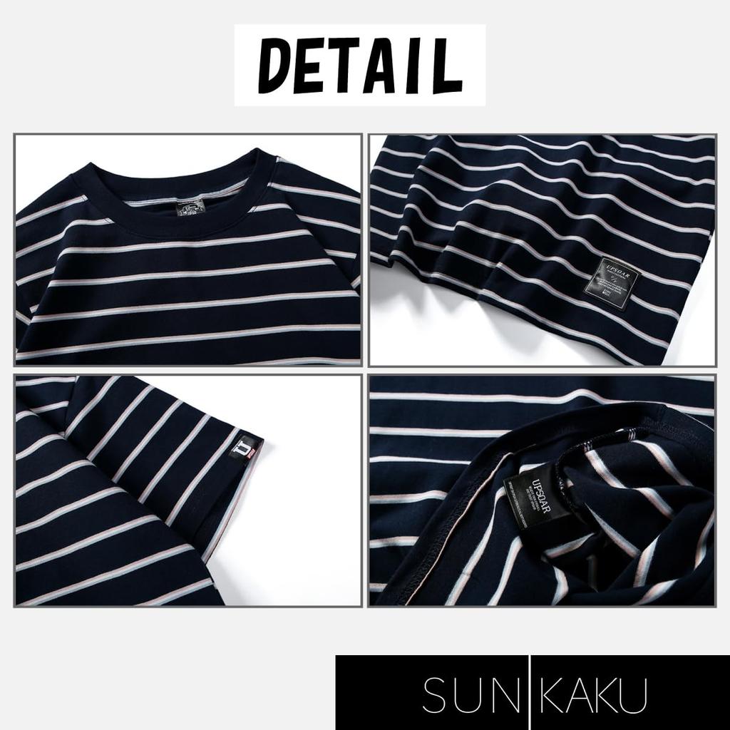 SUN KAKU Short Sleeve Striped Crew Loose Plus Korean Round Quick Harajuku Size 1XL Men's T-Shirt, Neck, Fit, Oversized, Size, Style, Stylish,