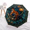 Tiger Sun Jungle Symbols pattern umbrella, portable and foldable design, 8 ribs, a casual accessory for Halloween, Christmas, and birthday gifts.