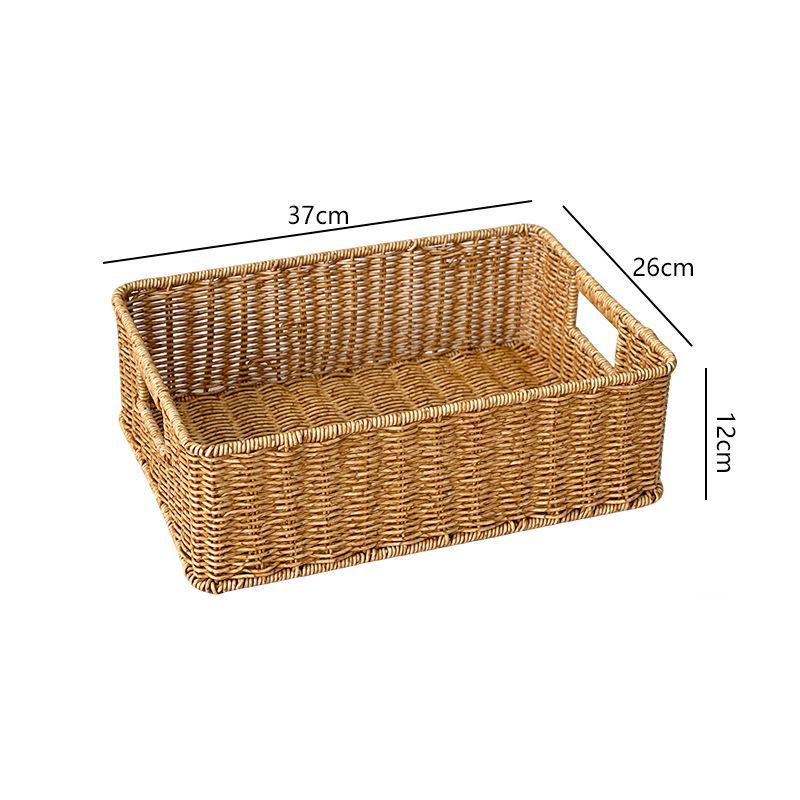 Japanese-Style Woven Rattan Storage Cabinet: Rectangular Organizer for Living Room, TV, Toys, Snacks