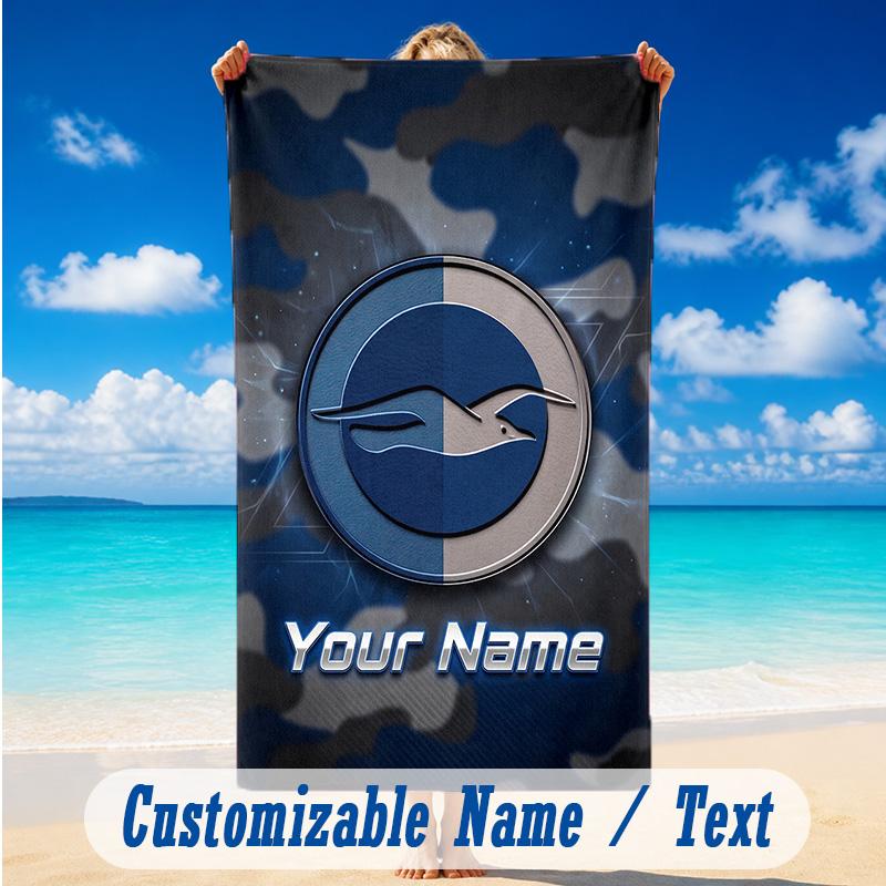 Beach Towel Custom Name Text, Quick Dry Large Towel For Beach HomeBrighton & Hove Albion Football