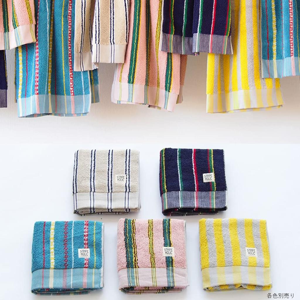 Tanaka Sangyo Imabari Face STRIPE Made in 34 x 80cm Towel, HOLIC, Japan, Pink, Approx.