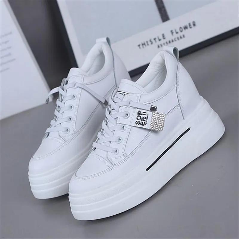 Fashion Summer Women's Casual Shoes Leather 7cm Thick Bottom Wedge Heel Ladies Fashion Sports Shoes Thick Heel Spring and Autumn Shoes