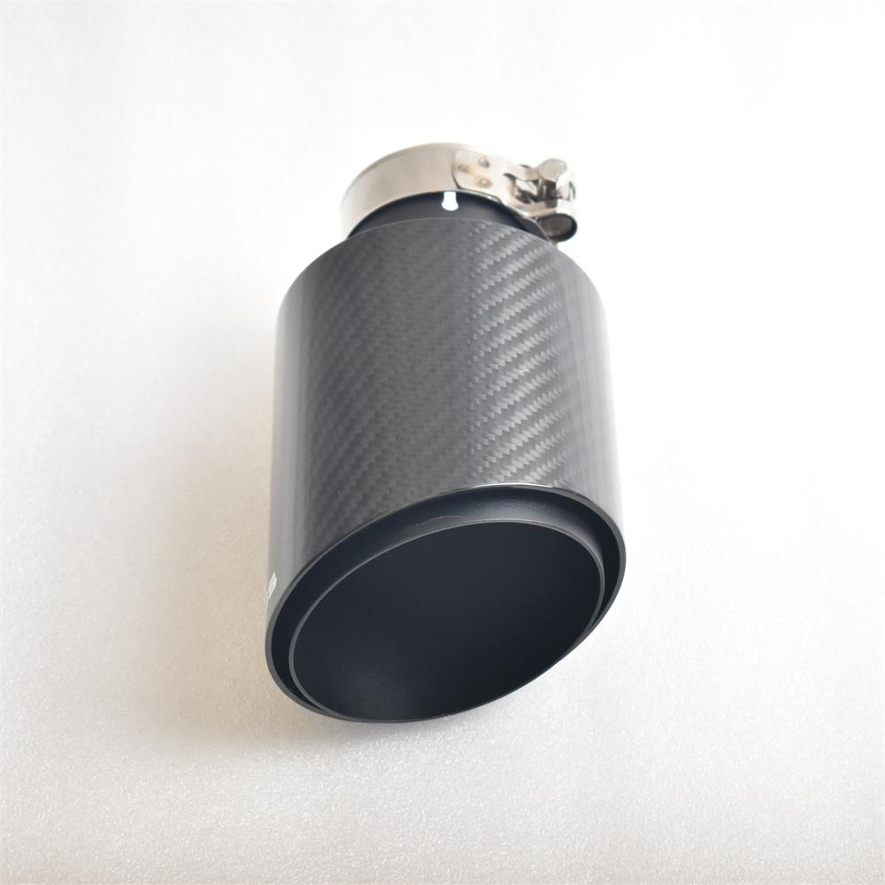 RE 1pcs Carbon Fiber Car Exhaust, Matte Black Car Modification, Angled Stainless Steel Muffler Nozzle Car Tailpipe