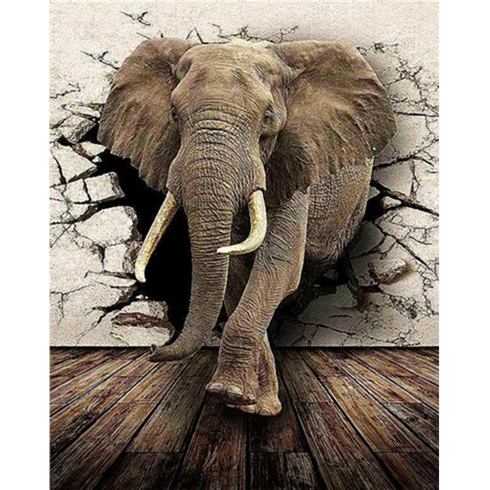 

5D DIY Алмазная картина Животное Полная дрель Вышивка Слон Домашнее украшение Мозаика Алмаз 20X30CM
