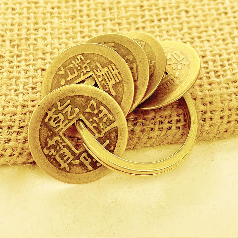 Brass gourd keychain, pendant, Chinese zodiac sign, bamboo money bag, car keychain, accessories, jewelry, handmade