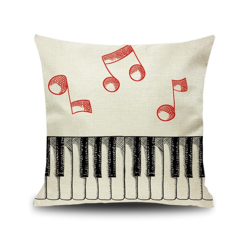 45X45CM Piano Key Wonderful Notes Decorative Pillowcase Car Sofa Art Piece Office Seat Cushion Cover Home Decoration