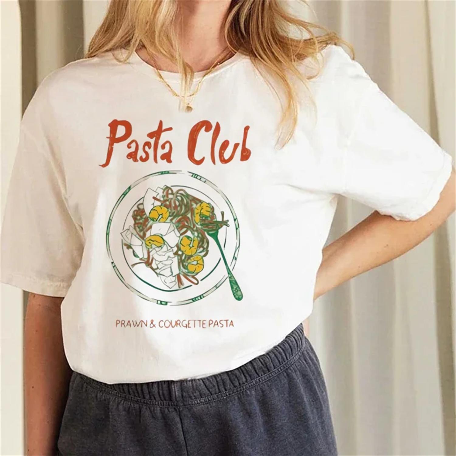 

Pasta New Women s Short Sleeved T-Shirt Cute Women s Round Neck Cartoon Fun Fashion Regular Versatile Top Casual Summer T-Shirt XXXXXL білий