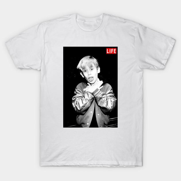 

Men Black Print T-shirt Macaulay Culkin Tees No-Cut Transfer Paper Print Cotton Tshirt 4XL