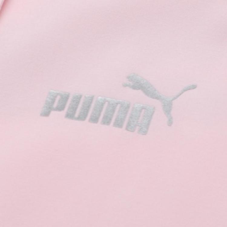 Puma Jednobarevná bunda s kapucí na zip a dlouhým rukávem s potiskem loga Dámské bundy Růžová 671925-16