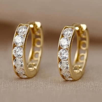 1 Pair, Fashionable, Inlaid with Synthetic Zircon, Light Luxury, Simple, Earrings.