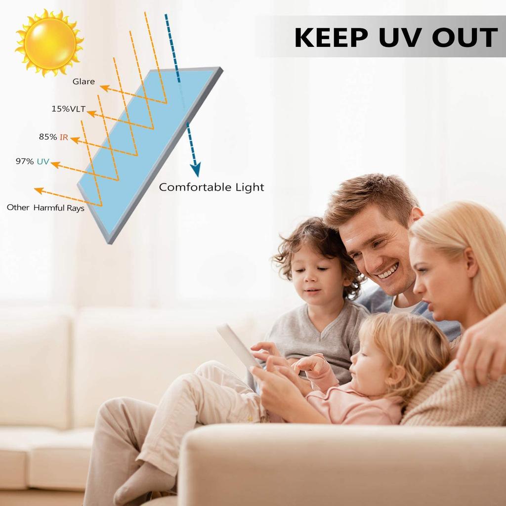 Window Tint for Home, One Way Window Film, Privacy Mirror Film Self-Adhesive Window Tint Film Heat Control Anti UV