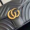 Double G * Marmont Love Shoulder Chain Bag With Wave Pattern Cowhide Grid