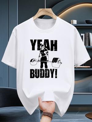 Yeah Buddy Men'S Lightweight Bodybuilding T-Shirt - Black Gym Shirt with "YEAH BUDTY" Graphic, Heavyweight Design for Weightlift