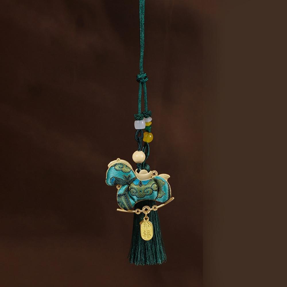 Satin New Year Horse Pendant Chinese Style Car Hanging Ornaments Festive Accessory