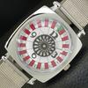 HAND-WINDING SWISS MENS VINTAGE POKER FACE REFURBISHED WHITE WATCH A700913-5 R205a-a700913