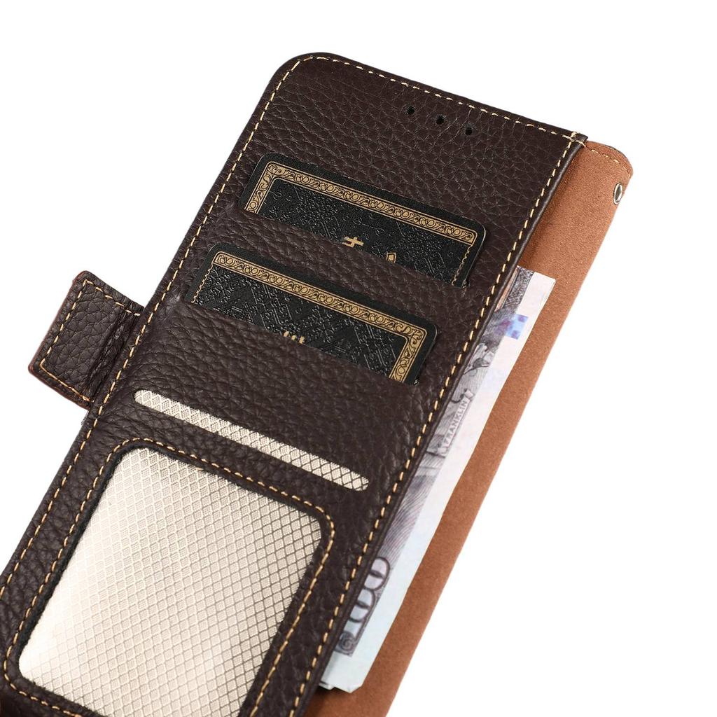 KHAZNEH For Sony Xperia 10 VI Case Genuine Cow Leather Phone Cover RFID Blocking Wallet