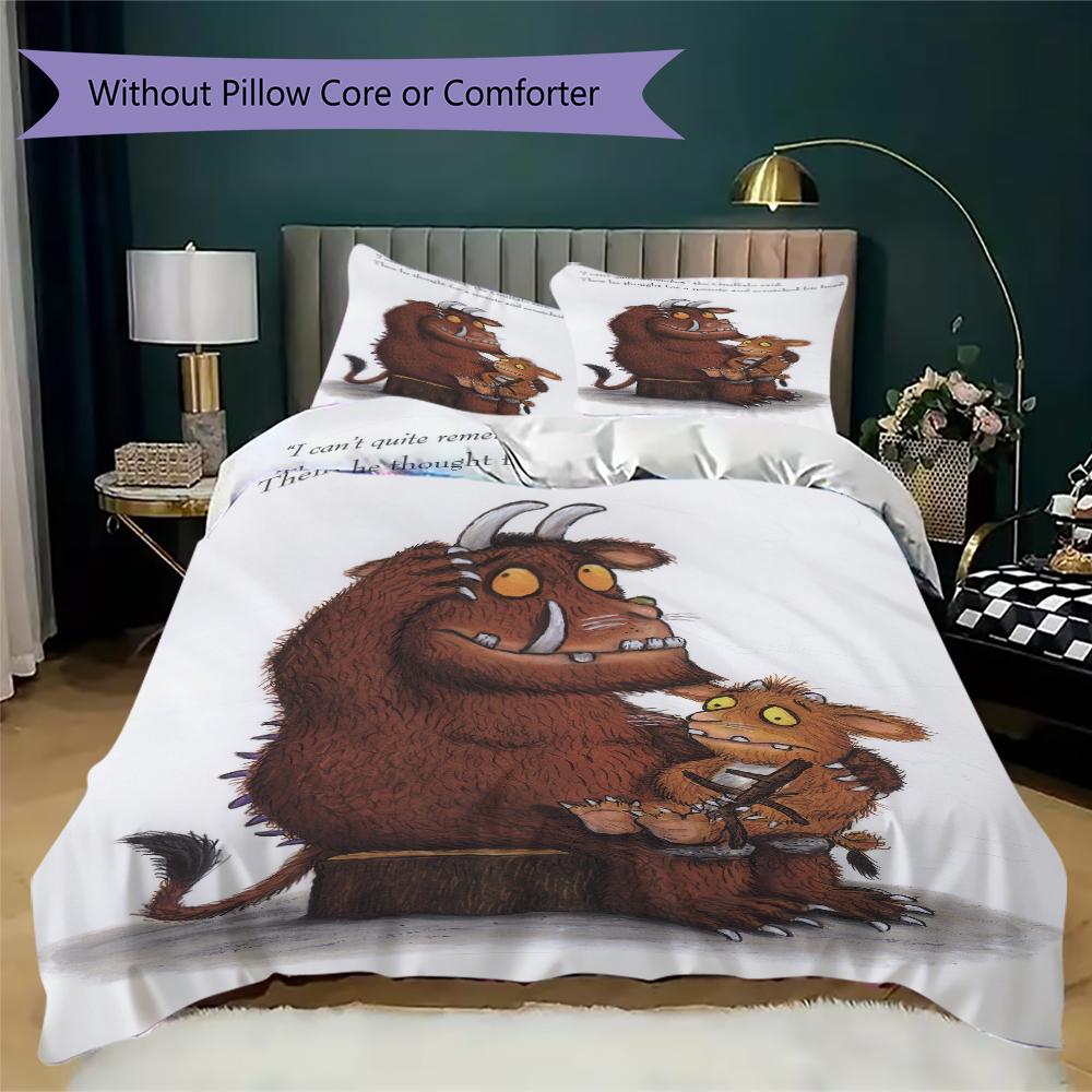 The Gruffalo Pattern Bedding,Quilt Set Quilt Cover Pillowcase Home Birthday Gift(1 * Duvet Cover + 2 * Pillowcase, Without Core)_lx