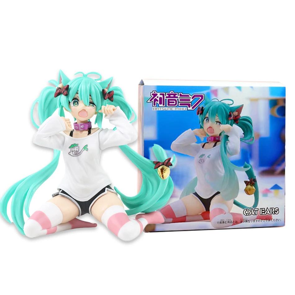 Heiße Hatsune Miku Katzenohren Kurzarm Schlafanzug Hatsune Figur Miku Landschaftsmodell Anime Schönes Mädchen Tischornament Geschenk