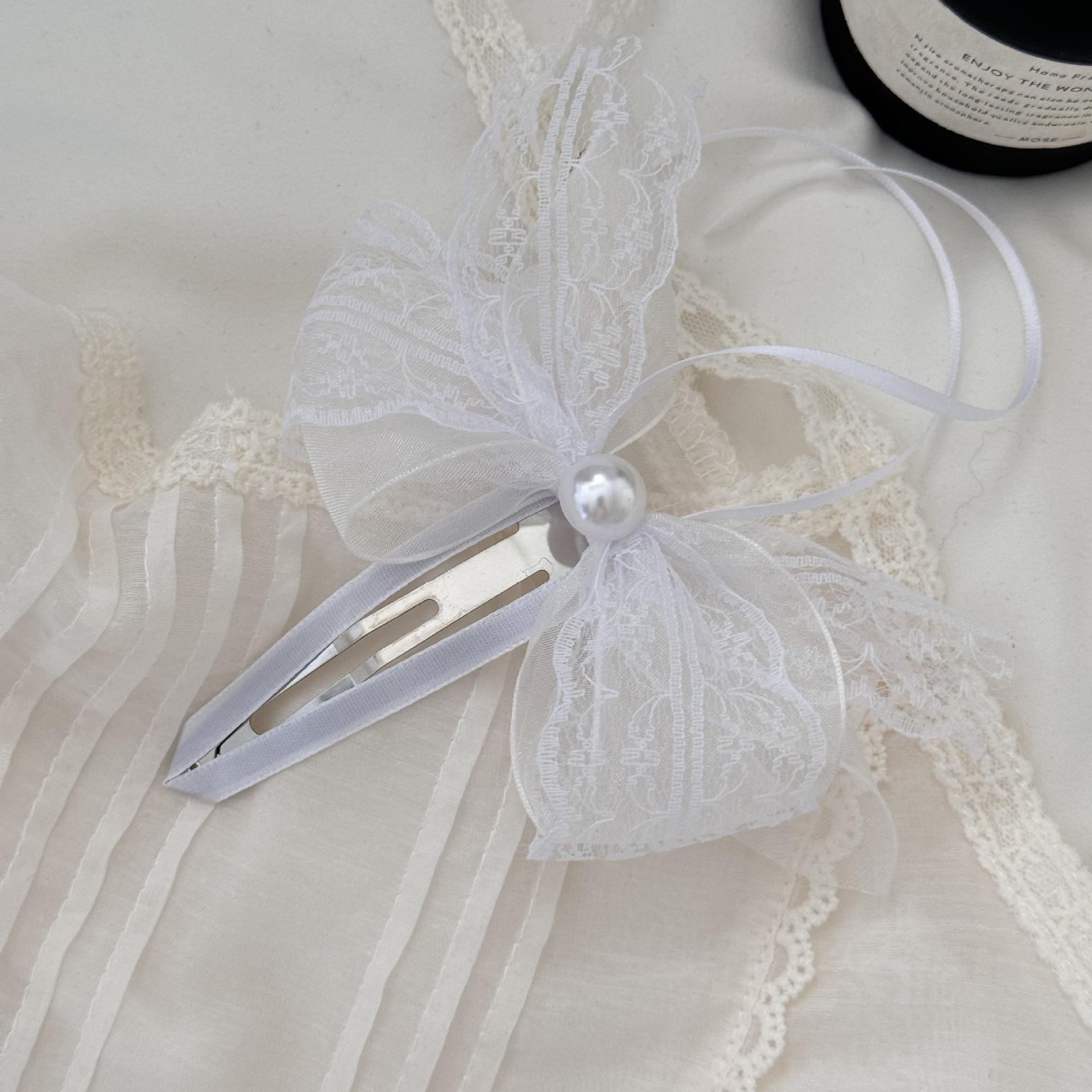 

Жемчужное кружево бант лента заколка для волос женская большая боковая принцесса голова женская клипса заколка челка клипса головной убор милая модная новая