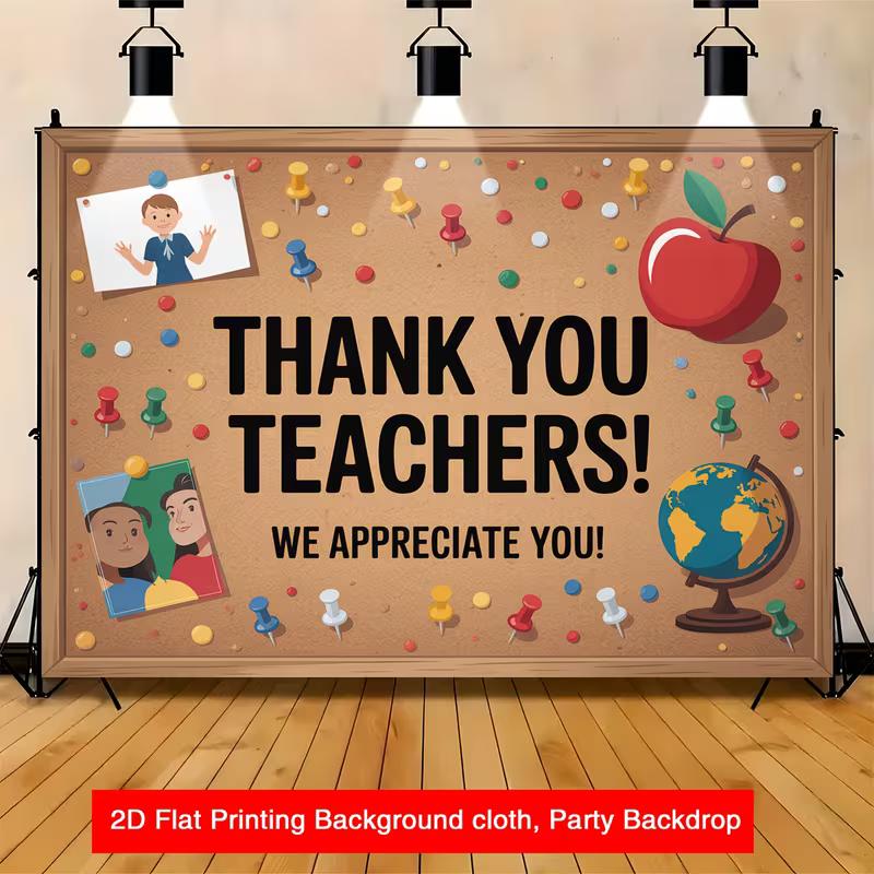 

2D Teacher Appreciation Week Backdrop Thank You Teachers Bulletin Board Party Background 47.2x31.5inch/120*80cm