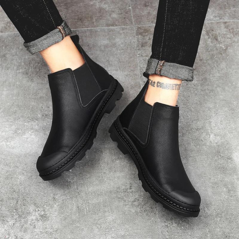 Módní Chelsea boty Pánské boty 2024 Nová móda Pánské kotníkové boty Luxusní zimní boty Pánské plyšové teplé boty pánské Boty Botas De Hombre