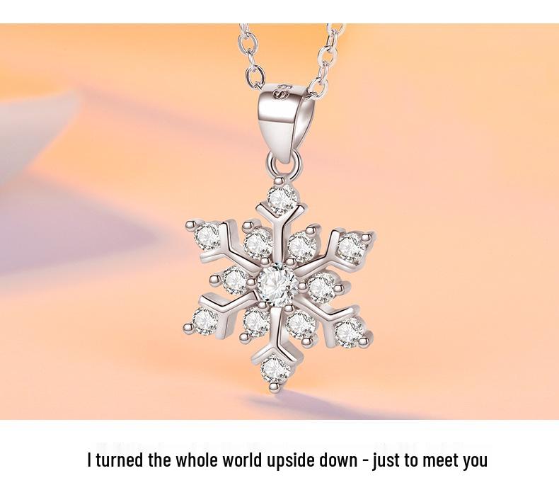 S925 Sterling Silver Snowflake Pendant with Diamond Accents - Christmas Jewelry Hot-Seller