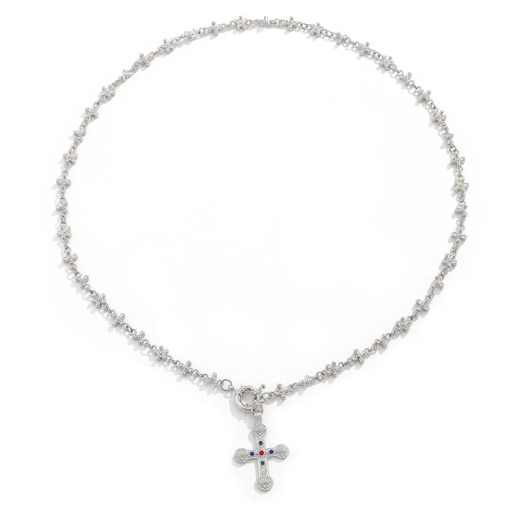 Personalized inlaid rhinestone y-shaped necklace set, cold wind alloy collarbone chain