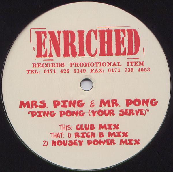 

12inch Record MRS. PING MR. PONG Ping Pong Your Serve 12JUN23 Enriched Record 1997 UK Dance Electronica Used