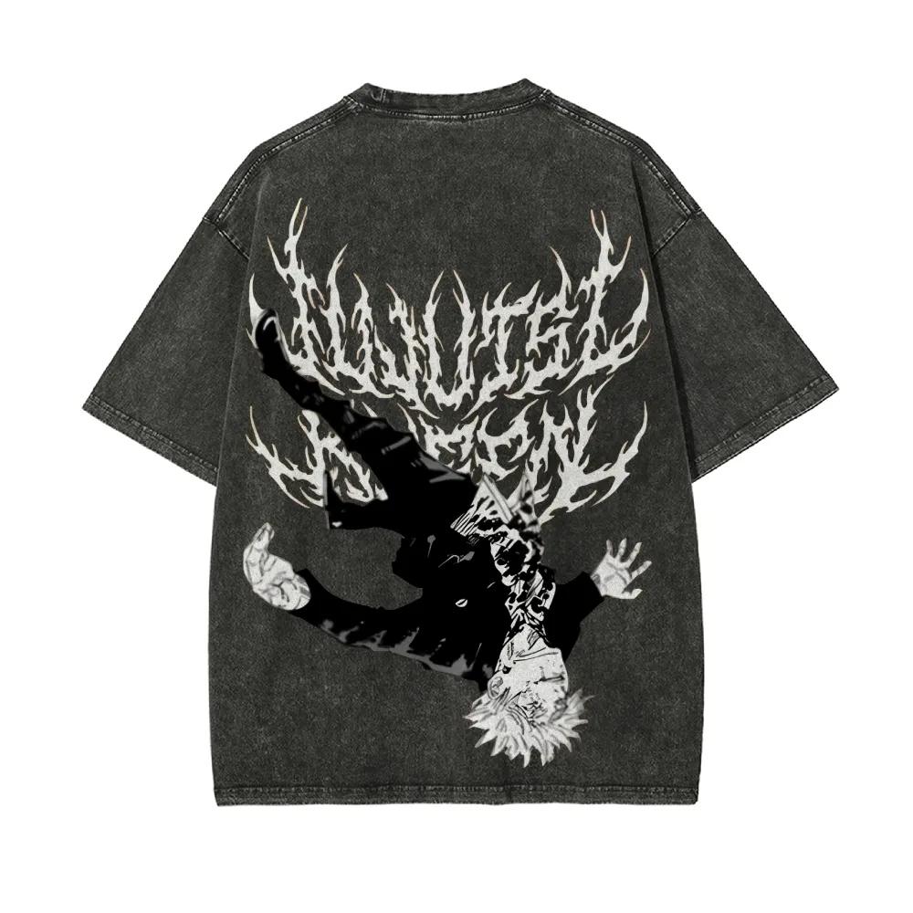

Satoru Gojo Falling Tshirt Jujutsu Kaisen Metal Type Tee Vintage Washed Oversized Retro Anime Harajuku Streetwear Graphic Top M