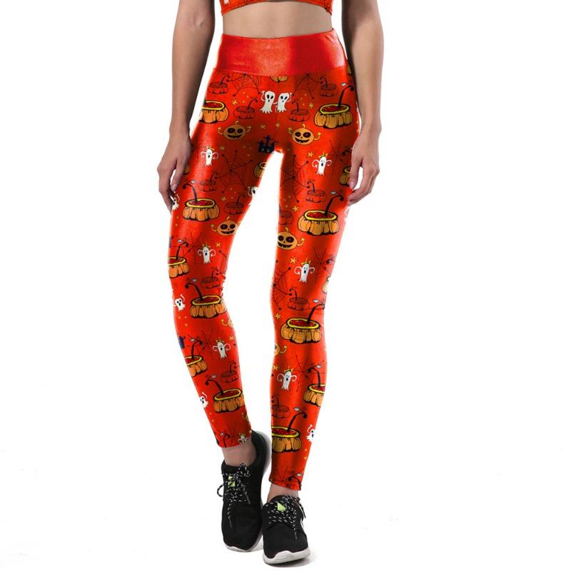 New Digital Printed Pants Women's Halloween Pumpkin Zombie Series Bodybuilding Pants Pulling Pants