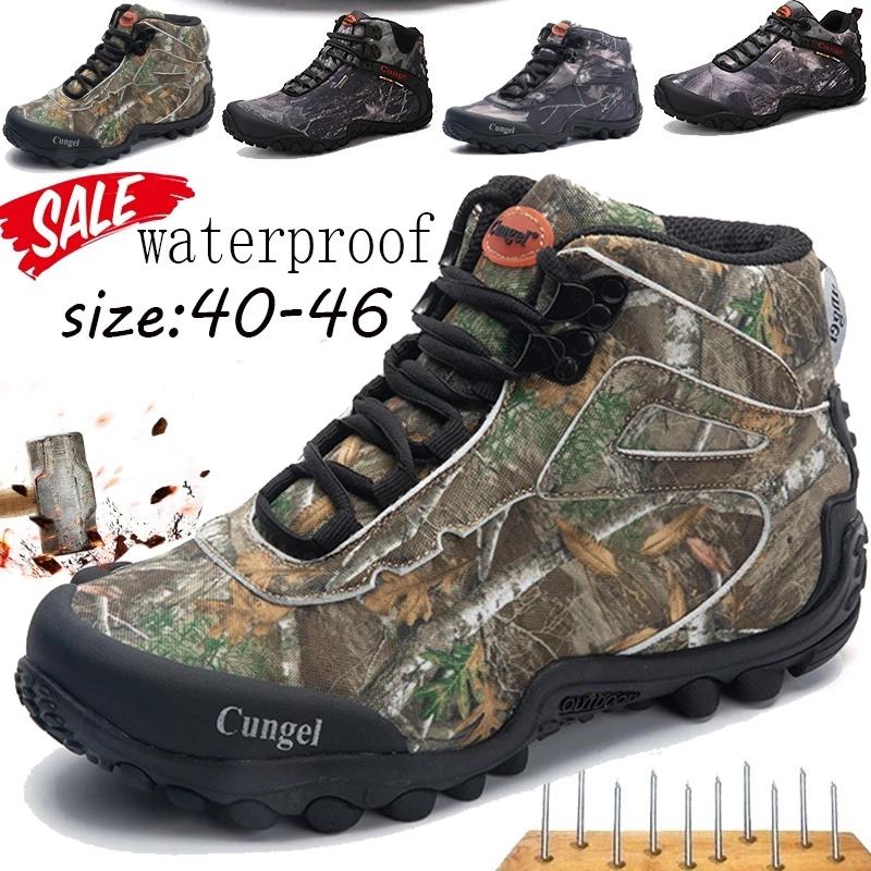 2025 Men Tactical Shoes High Top Hiking Durable Waterproof Anti-Slip Outdoor Climbing Trekking Shoe Military Tactical Low Boot