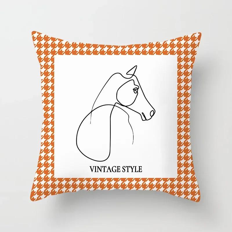 Nordic Orange Pattern Sofa and Bedside Pillow Cover Modern Simple Casual Waist Head Pillow Cushion Cover Pillows Decor Home 45cm