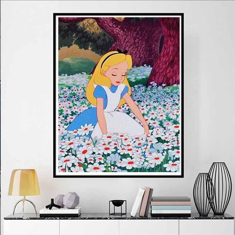 Disney Diamond Painting Alice in Wonderland Animation Cartoon Cross Stitch Diamond Painting Mosaic Embroidery Wall 5D DIY Artist Home Decor Gift