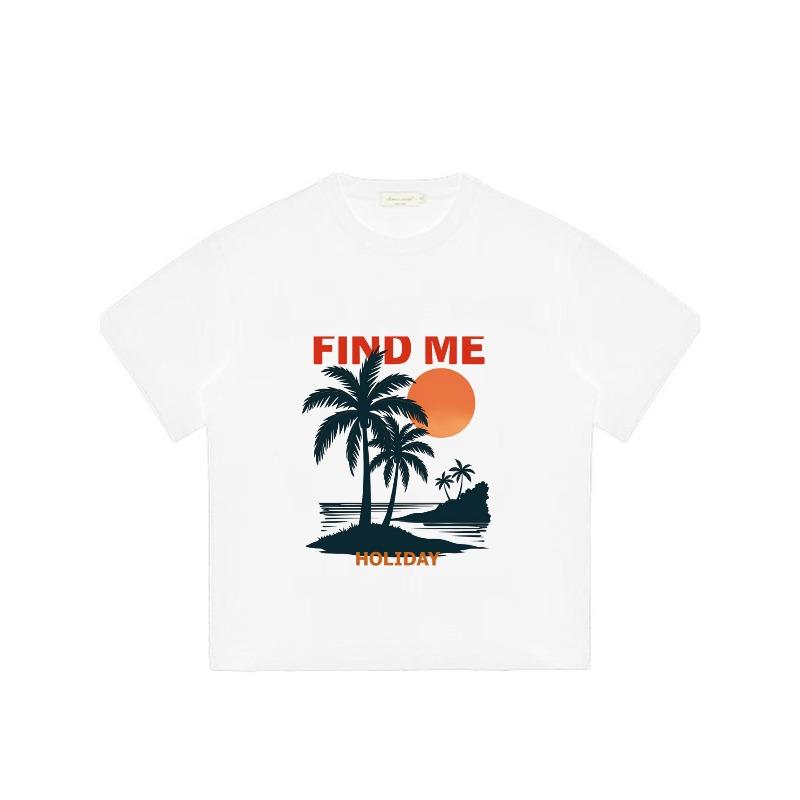 Find Me Holiday Black T Shirt With Palm Tree And Sunset Print For Beach Vacation Wear
