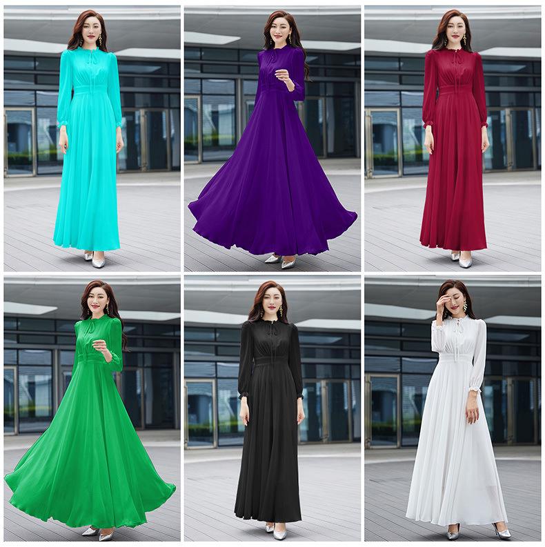 White Flowing Chiffon Beach Dress with Large Hem Skirt - Summer Long Style for Women