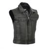 Chaleco de Cuero Negro para Motociclista Hombre
