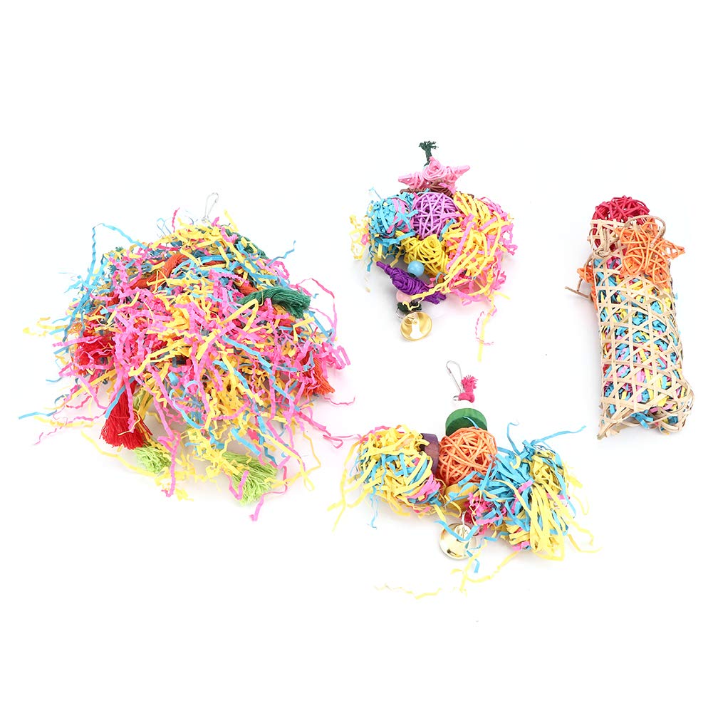 Bird Toy Wood and Paper Material Parrot Toy Bird Toy Easy Installation Stress Relief Athletic Toy Budgie Gauge Decoration Parrot Swing