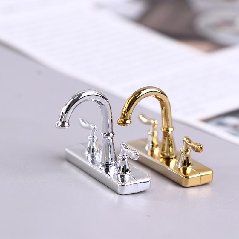 1/2/4/12PCS 1:12 Miniature Metal/Plastics Water Tap Faucet Dollhouse Kitchen Bathroom Accessories Dollhouse Miniature Faucet Toy